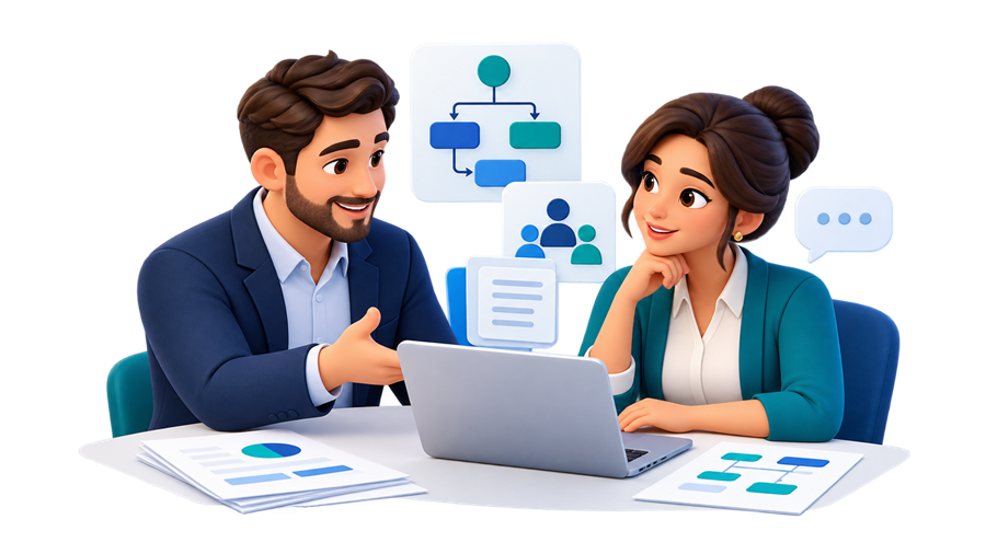 Profesionales revisando juntos la operativa de una empresa